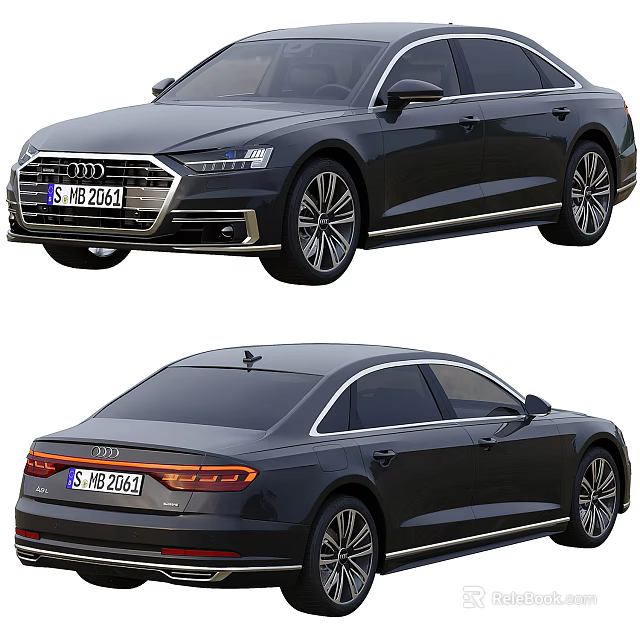 Audi Black Luxury Sedan Exterior Design with Sleek Body and Alloy Wheels 3d model 