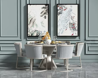 New Chinese Round Dining Table 3d model