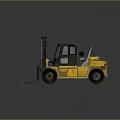 Yellow Heavy Duty Forklift With Black Cab Cargo Forks And Tyres