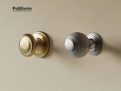 Poliform Modern Gold And Silver Door Handles On Light Colored Wall 3d model