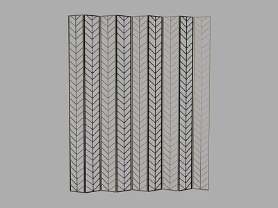 Geometric Patterned Partition Screen Panel With Vertical Black And Light Stripes 3d model