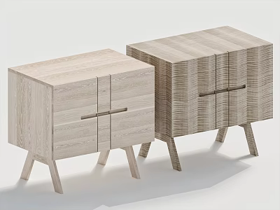 Modern Wooden Bedside Tables With Cross Handle Design And Slender Legs 3d model