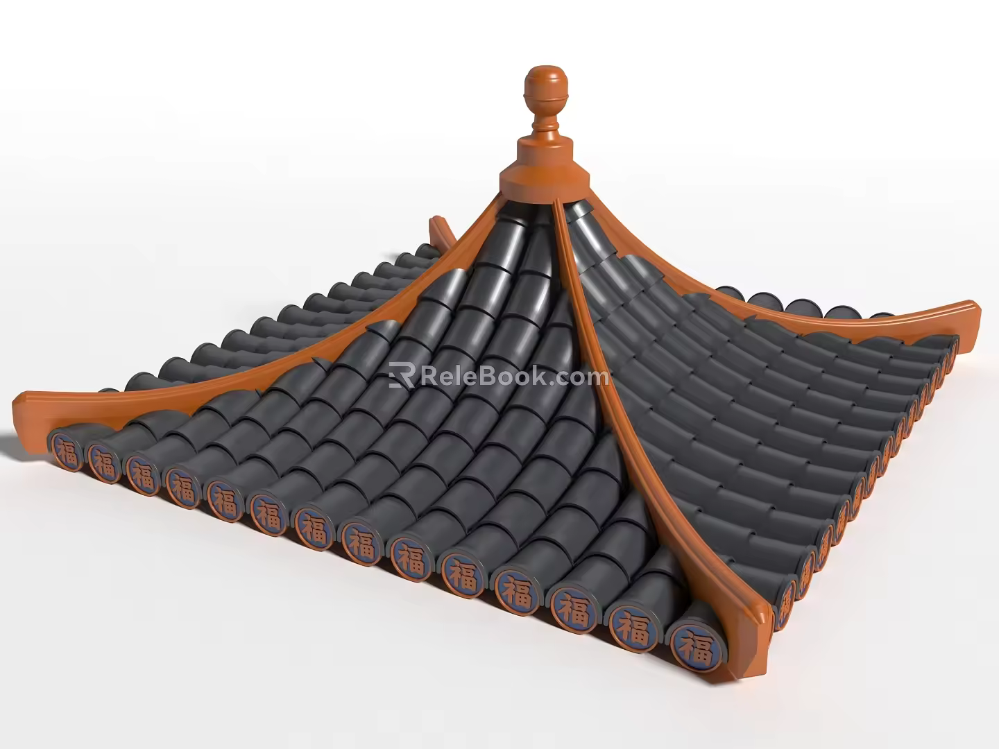 Chinese style tile roof building component Chinese component roof 3d model