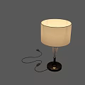 Modern Table Lamp With Cream Fabric Shade And Textured Glass Base