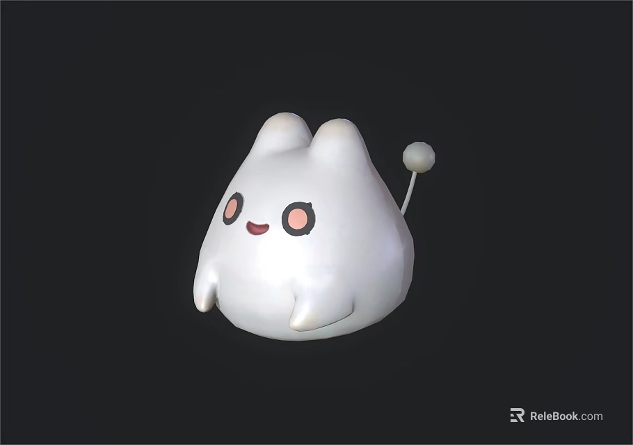 White Rabbit Shaped Cartoon Furniture With Pink Blush Accents And Small Tail Design 3d model 