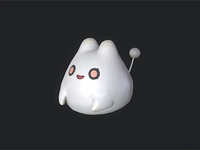 White Rabbit Shaped Cartoon Furniture With Pink Blush Accents And Small Tail Design 3d model