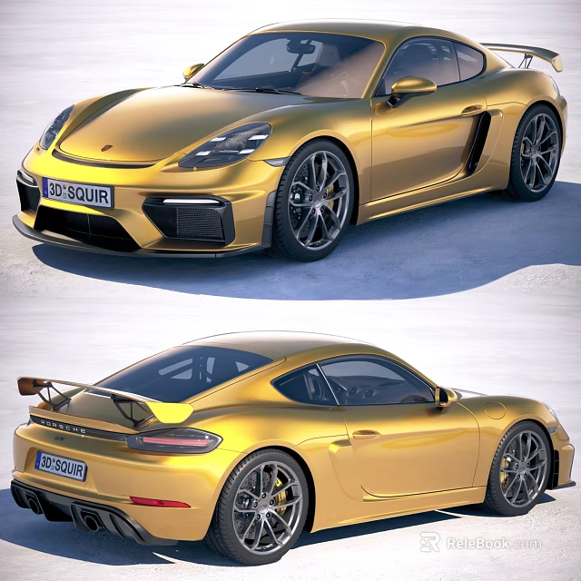 Golden Porsche Sports Car With Sleek Aerodynamic Body And Alloy Wheels 3d model 