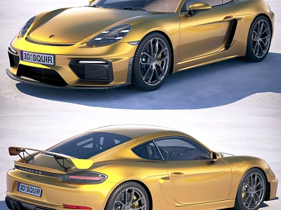 Golden Porsche Sports Car With Sleek Aerodynamic Body And Alloy Wheels 3d model