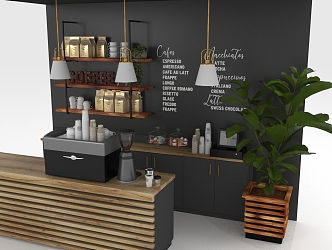 Coffee shop counter shop local scene coffee machine coffee beans 3d model