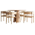Modern Wooden Dining Table Set With Upholstered Chairs And Natural Wood Design
