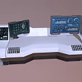 Advanced Modern Control Console Workstations Featuring Multiple Screens And Digital Panels 3d model