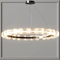 Modern Circular Chandeliers With Transparent Decorative Elements And Illuminated Light Strips For Contemporary Interior Decoration
