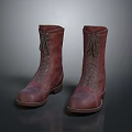 Brown Leather Ankle Boots With Lace Up Design And Vintage Fashion Style