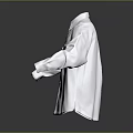 White Shirt With Collar Long Sleeves And Chest Pocket Displayed On Flat Surface