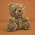 Brown Teddy Bear Doll in Transparent Packaging with Red Bow Decoration