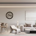 Modern Dining Room Interior With Oval Illuminated Light Fixture Gray Cabinet And Green Plant