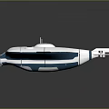 Modern White and Blue Watercraft with Streamlined Design Transparent Front Circular Top and Fin-like Tail