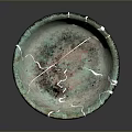 Handcrafted Copper Bowl Shaped Sculpture With Green Patina And Cracked Surface