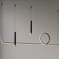 Modern Minimalist Pendant Light Design With White Black Geometric Lines And Metal Accents