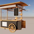 Wooden Mobile Food Cart With Menu Board And Spoked Wheels For Outdoor Vending