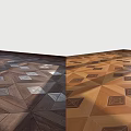 Stylish Wooden Parquet Flooring With Intricate Geometric Patterns And Dark Light Color Tones