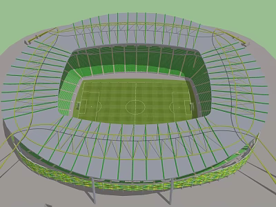 Modern Sports Stadium Design With Football Field Green Turf And Spectator Seats 3d model