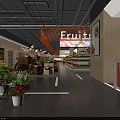 Supermarket Fruits Section With Fresh Produce Display And Shopping Carts