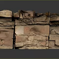 Artistic Stacked Stone and Wood Structure with Natural Textures and Layered Design