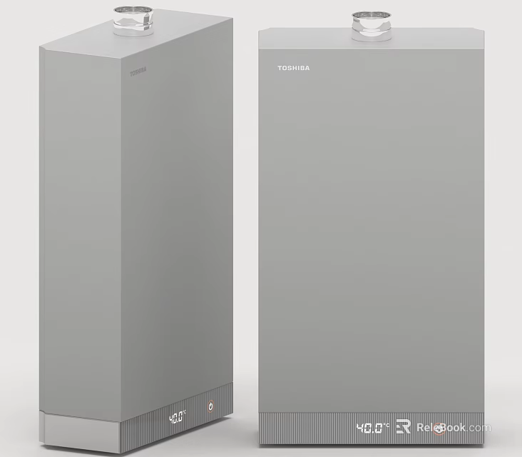 Two Gray Vertical Toshiba Kitchen Appliances For Modern Home Use 3d model 