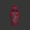 Traditional Blue And White Vase Sculpture Carving With Intricate Patterns And Lid Design