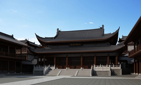 Ancient Chinese-style Dagong Hall 3d model