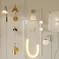 Various Modern Wall Lamps With Gold White Spherical And String Light Designs 3d model
