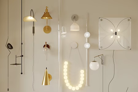 Modern cream wall lamp glass wall lamp metal wall lamp kite wall lamp round wall lamp long strip wall lamp 3d model