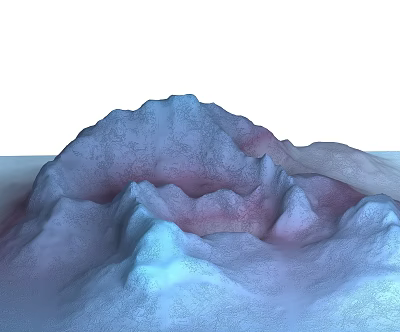 Garden Landscape Featuring Mountain Like Rock Formation With Blue Purple Pink Gradient Textured Surface 3d model