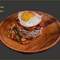 Delicious Grilled Meat Rice Bowl With Fried Egg And Fresh Vegetable Salad