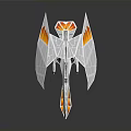 Futuristic White Spacecraft With Aerodynamic Structure And Orange Accents For Cosmic Exploration