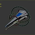 Futuristic Metallic Design With Sleek Silver Body Blue Accents And Circular Rings