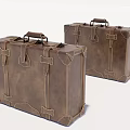 Vintage Brown Leather Suitcases With Classic Buckles And Stitched Details Retro Design