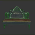 Stylish Green Bench With Wooden Seat Carved Backrest And Decorative Armrests