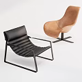 Black and Brown Leather Leisure Chairs With Modern Design And Metal Frame