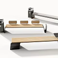 Modern Landscape Benches With Wooden Seats Metal Frames And Trash Bins In Outdoor Spaces