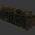 Vintage Industrial Rusted Metallic Equipment With Dual Domed Tops Drawers And Wheels