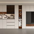 Modern TV Cabinet With White Wooden Design Marble Accent And Storage Drawers