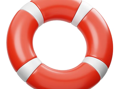 Red And White Striped Lifebuoy Essential Safety Item For Household Use 3d model