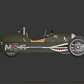 Vintage Olive Green MG Sports Car With Orange Interior And Round Badge