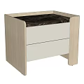 Modern Wooden Nightstand Design With Marble Top And Two Drawers Structure