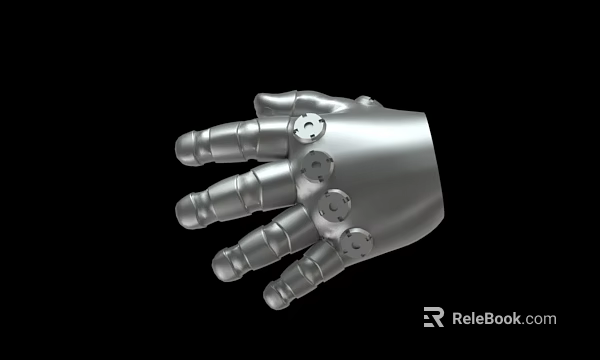 Silver Robotic Mechanical Hand With Detailed Metal Joints And Screws Structure 3d model 