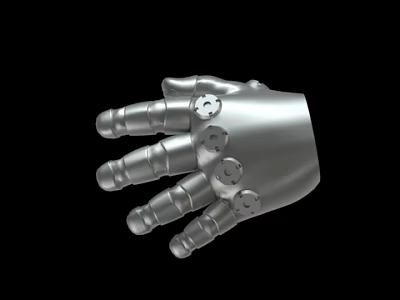 Silver Robotic Mechanical Hand With Detailed Metal Joints And Screws Structure 3d model