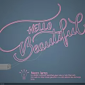 Stylish Neon Lamp With Pink Light Hello Beautiful Text On Deep Blue Wall