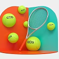 Orange Blue Themed Photo Spot Featuring EOS Tennis Balls And Racket